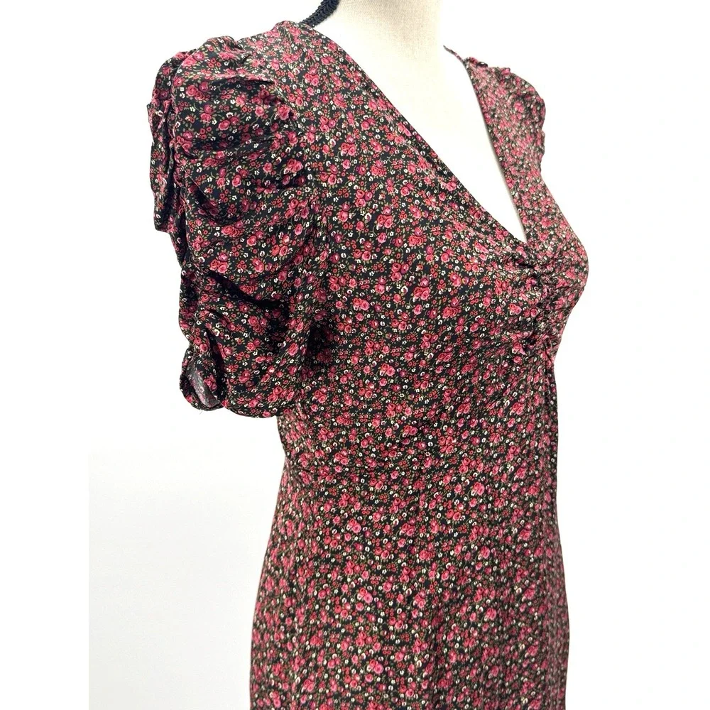 Whimsigoth Gap Ditzy Floral Mini Dress Small Ruched Fairy Grunge Dark Cottage - Picture 3 of 14